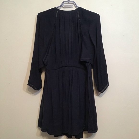 Free People Basketweave Long Sleeve MIdi Dress Blue - Picture 2 of 9